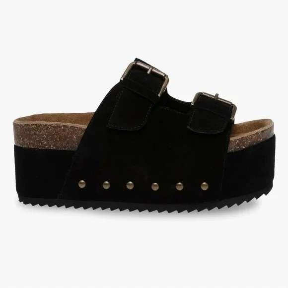 Steve Madden Black Double Buckle Platform sandals - Picture 4 of 9